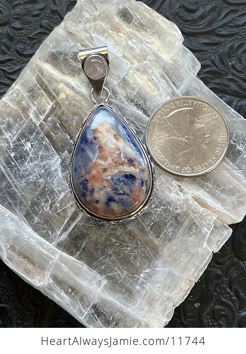 Sunset Sodalite and Rose Quartz Crystal Stone Jewelry Pendant - #3aazrkl9rw0-3