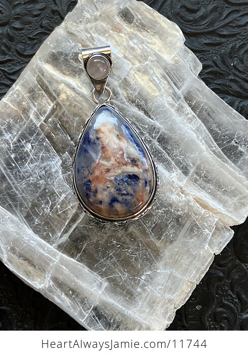 Sunset Sodalite and Rose Quartz Crystal Stone Jewelry Pendant - #3aazrkl9rw0-2