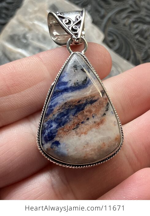Sunset Sodalite Crystal Stone Jewelry Pendant - #kjkRURa8E5o-1