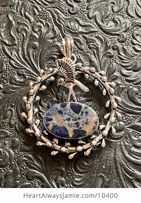 Sunset Sodalite Owl or Bird Crystal Stone Jewelry Pendant - #AGWonniIgEs-2