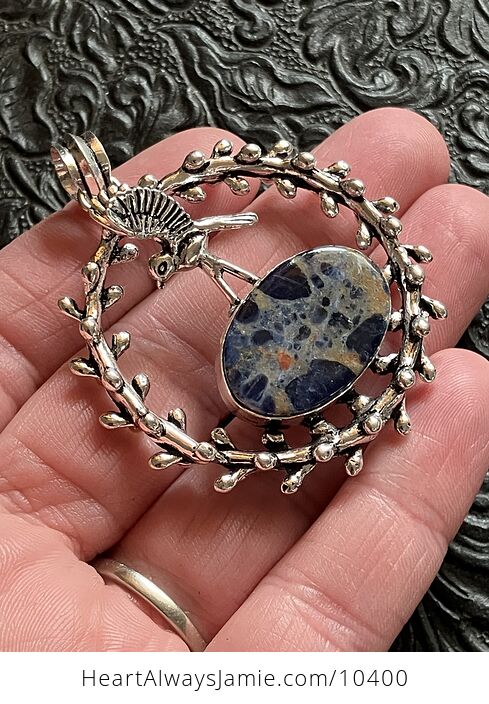 Sunset Sodalite Owl or Bird Crystal Stone Jewelry Pendant - #AGWonniIgEs-4