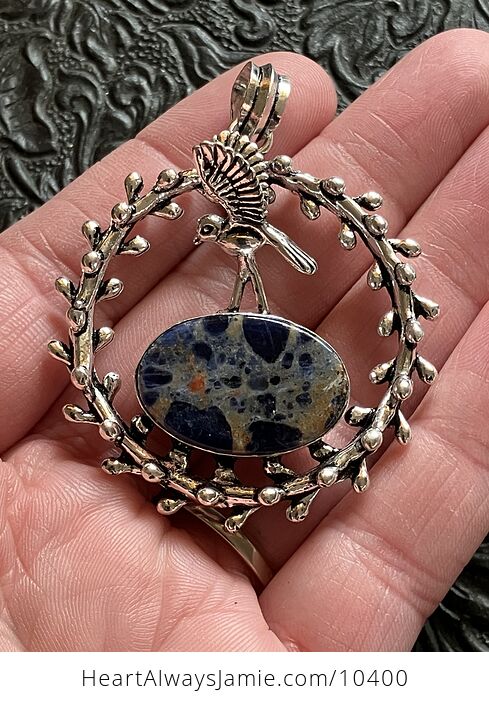 Sunset Sodalite Owl or Bird Crystal Stone Jewelry Pendant - #AGWonniIgEs-1
