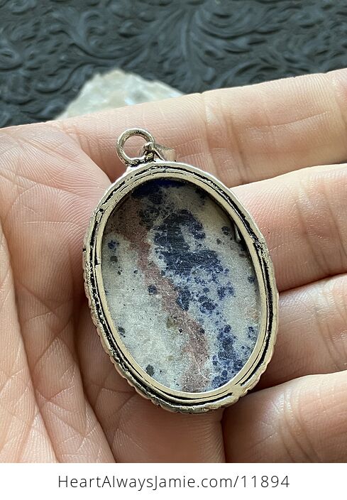 Sunset Sodalite with Pyrite Stone Crystal Jewelry Pendant - #We6rorb0g3U-6
