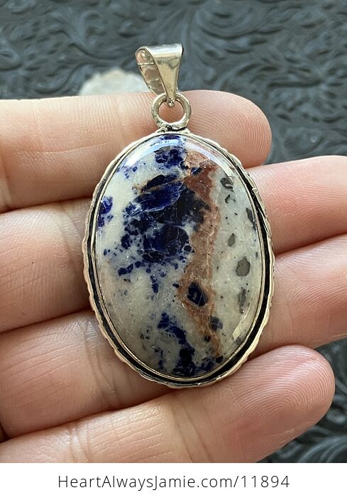 Sunset Sodalite with Pyrite Stone Crystal Jewelry Pendant - #We6rorb0g3U-1