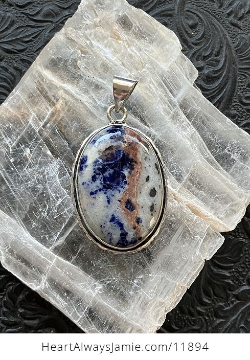 Sunset Sodalite with Pyrite Stone Crystal Jewelry Pendant - #We6rorb0g3U-8