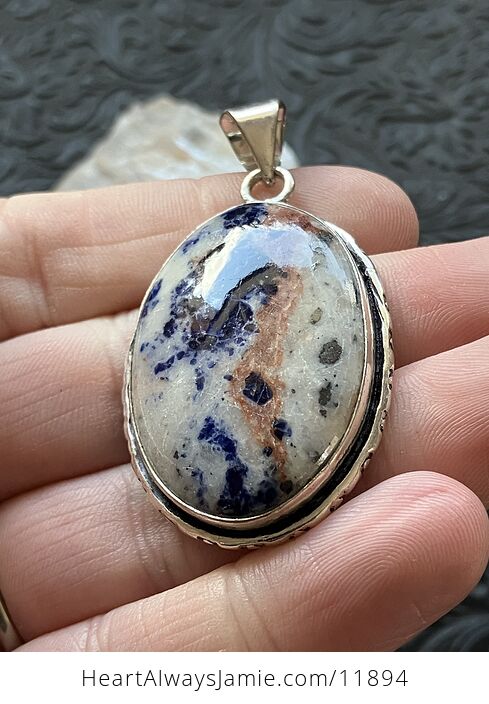 Sunset Sodalite with Pyrite Stone Crystal Jewelry Pendant - #We6rorb0g3U-2