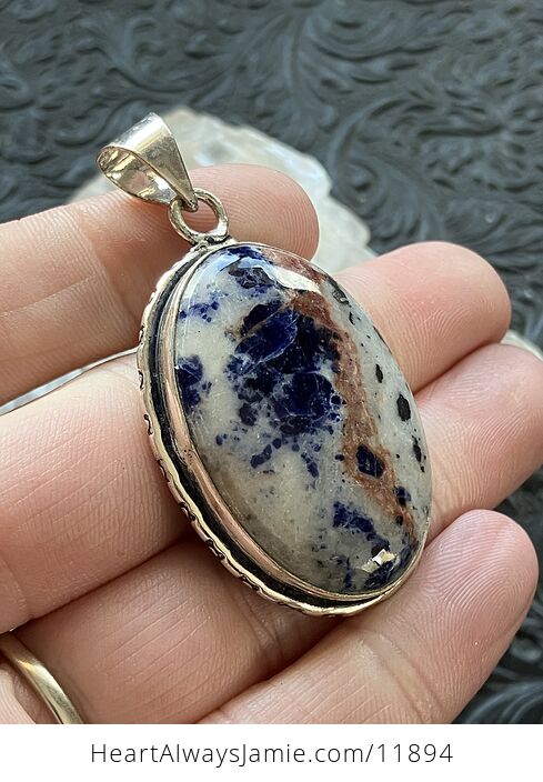 Sunset Sodalite with Pyrite Stone Crystal Jewelry Pendant - #We6rorb0g3U-3