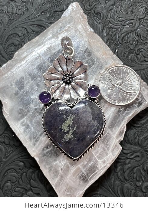 Sunstone in Iolite Amethyst Flower Pendant Crystal Stone Jewelry - #wR7bLX8Wo98-2