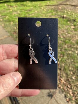 Survivor Awareness Ribbon Antiqued Silver Earrings #IdspTdqnmYY