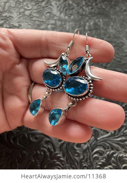 Swiss Blue Topaz Crescent Moon Crystal Stone Jewelry Earrings - #o6LVXqOp1jQ-4