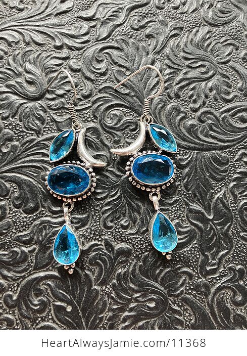 Swiss Blue Topaz Crescent Moon Crystal Stone Jewelry Earrings - #o6LVXqOp1jQ-6