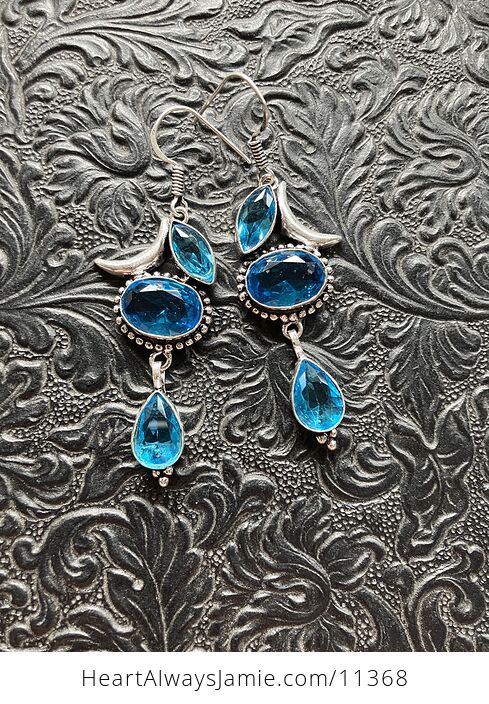Swiss Blue Topaz Crescent Moon Crystal Stone Jewelry Earrings - #o6LVXqOp1jQ-5