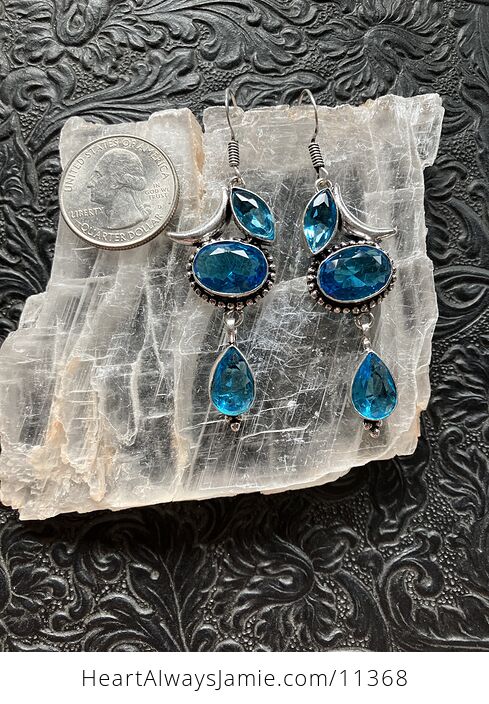 Swiss Blue Topaz Crescent Moon Crystal Stone Jewelry Earrings - #o6LVXqOp1jQ-8