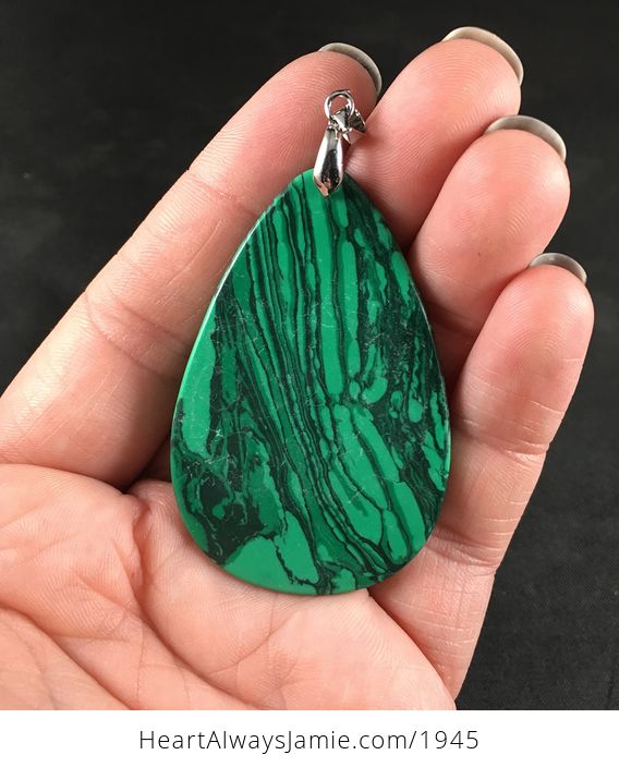 Synthetic Green Stone Pendant Necklace - #h3aOAlvW88w-2