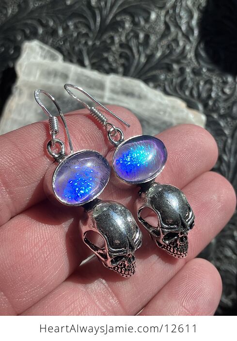 Synthetic Opal and Skull Stone Crystal Jewelry Earrings - #srnMBCOq5UM-1