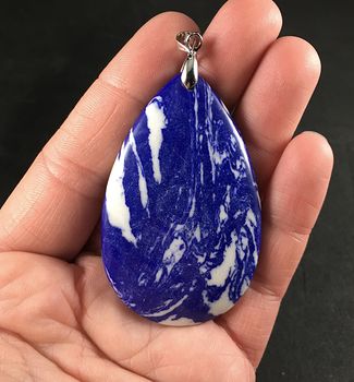 Synthetic Stylish White and Blue Stone Jewelry Pendant #cLQQc7dtb9A