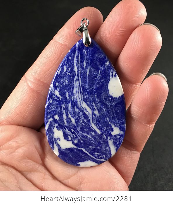 Synthetic Stylish White and Blue Stone Pendant Necklace - #cLQQc7dtb9A-2