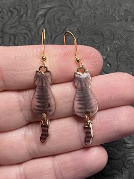 Tabby Cat Dangly Tail Earrings #VpREstreYzM