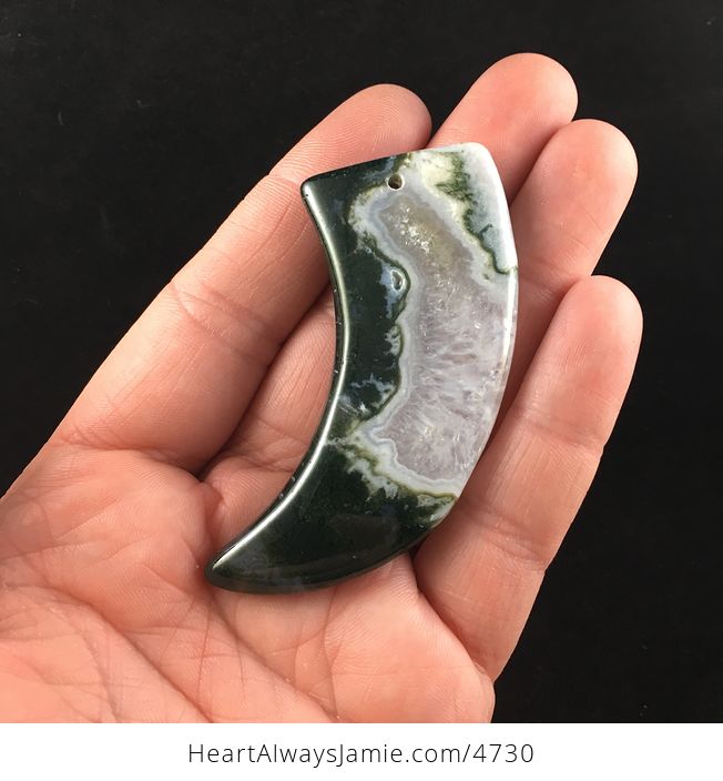 Talon Shaped Druzy Moss Agate Stone Jewelry Pendant - #f8hZHUo1nK0-1