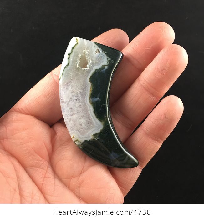 Talon Shaped Druzy Moss Agate Stone Jewelry Pendant - #f8hZHUo1nK0-4