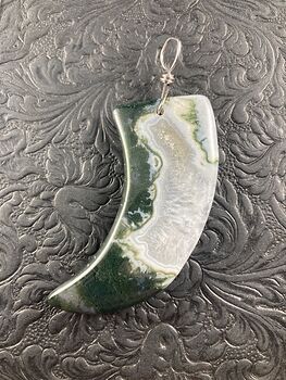 Talon Shaped Druzy Moss Agate Stone Jewelry Pendant Crystal Ornament #J75zzRiR0t0