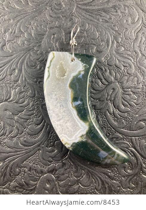 Talon Shaped Druzy Moss Agate Stone Jewelry Pendant Crystal Ornament - #J75zzRiR0t0-6
