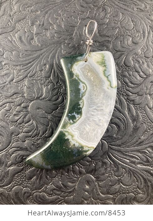 Talon Shaped Druzy Moss Agate Stone Jewelry Pendant Crystal Ornament - #J75zzRiR0t0-1