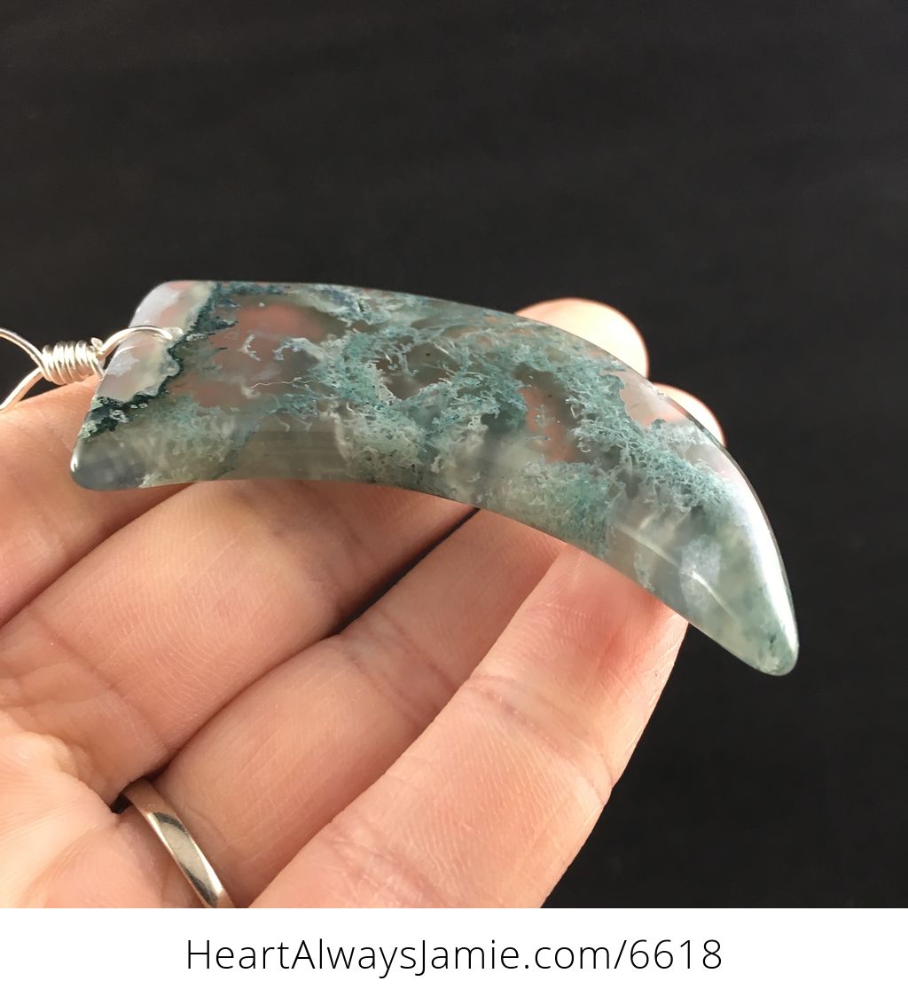 Talon Shaped Moss Agate Stone Jewelry Pendant #PGcxr6HSack