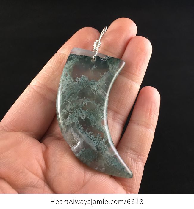 Talon Shaped Moss Agate Stone Jewelry Pendant - #PGcxr6HSack-1