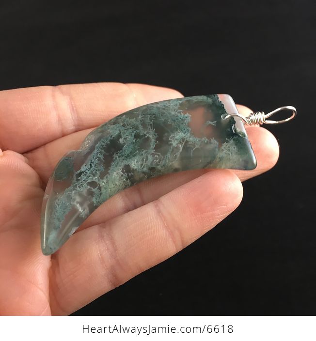 Talon Shaped Moss Agate Stone Jewelry Pendant - #PGcxr6HSack-3
