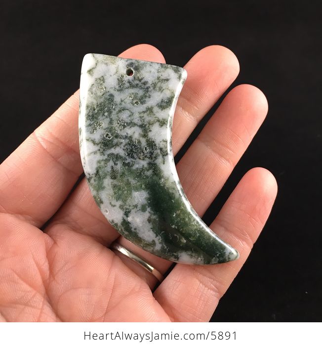 Talon Shaped Moss Agate Stone Jewelry Pendant - #vONyhU45I4g-1
