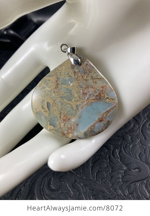 Tan and Blue Snake Skin Jasper Stone Jewelry Pendant - #V3D7hxcP1c0-7