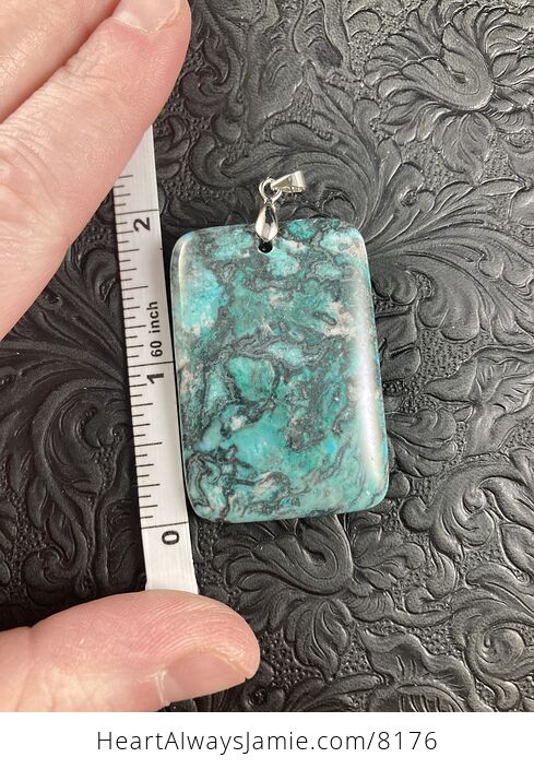 Teal Blue Rectangular Crazy Lace Agate Stone Jewelry Pendant - #ovAq6GaTXvQ-5