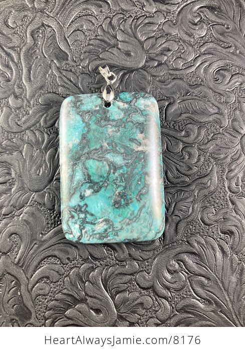 Teal Blue Rectangular Crazy Lace Agate Stone Jewelry Pendant - #ovAq6GaTXvQ-4