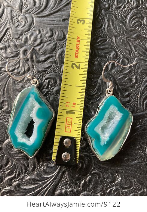 Teal Druzy Agate Slice Crystal Stone Jewelry Earrings - #wb8lJictoMA-5