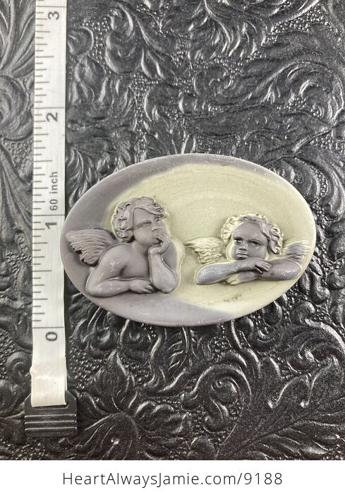 The Two Cherubs Jasper Pendant Stone Jewelry Mini Art Ornament - #clpkHS8xxNw-6