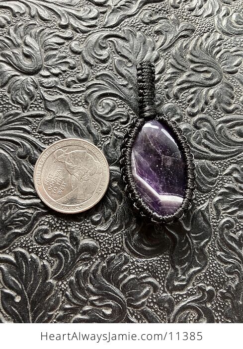 Thread Wrapped Chevron Amethyst Stone Crystal Pendant Jewelry - #Q8z5beRYePs-7