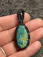 Thread Wrapped Chrysocolla Stone Crystal Pendant Jewelry #sGN2KHSO46Q