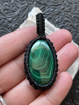 Thread Wrapped Green Malachite Crystal Stone Jewelry Pendant #yadFnEf2bPY