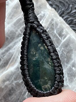 Thread Wrapped Moss Agate Pendant Unisex Stone Crystal Jewelry #Aw448dowZw4