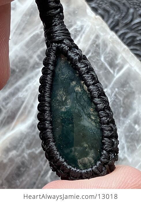 Thread Wrapped Moss Agate Pendant Unisex Stone Crystal Jewelry - #Aw448dowZw4-1