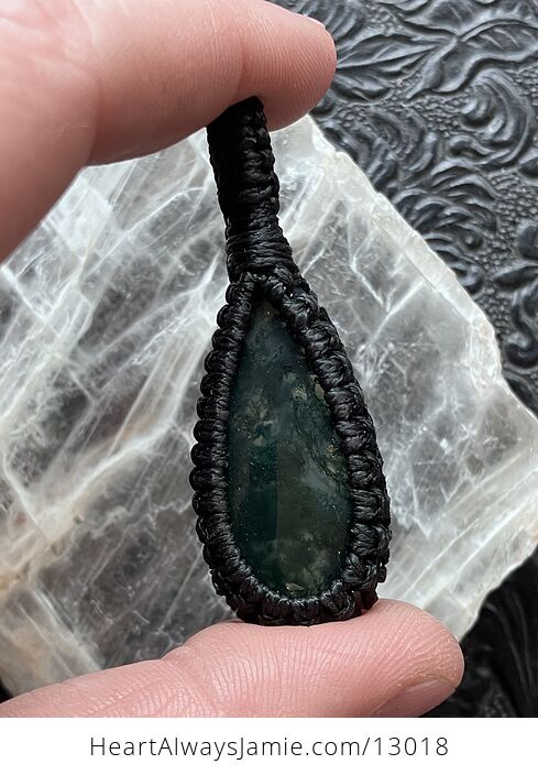 Thread Wrapped Moss Agate Pendant Unisex Stone Crystal Jewelry - #Aw448dowZw4-4