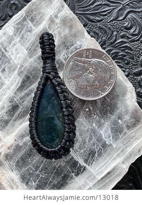 Thread Wrapped Moss Agate Pendant Unisex Stone Crystal Jewelry - #Aw448dowZw4-3