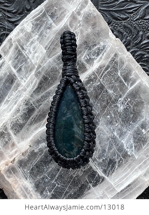 Thread Wrapped Moss Agate Pendant Unisex Stone Crystal Jewelry - #Aw448dowZw4-2