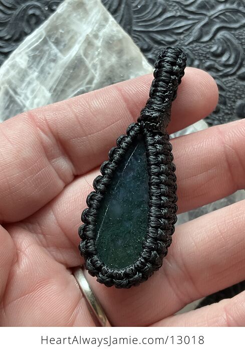 Thread Wrapped Moss Agate Pendant Unisex Stone Crystal Jewelry - #Aw448dowZw4-6