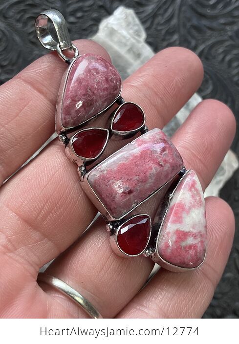 Thulite Rosaline and Garnet Crystal Stone Jewelry Pendant Discounted - #gbkeudEj0xc-2