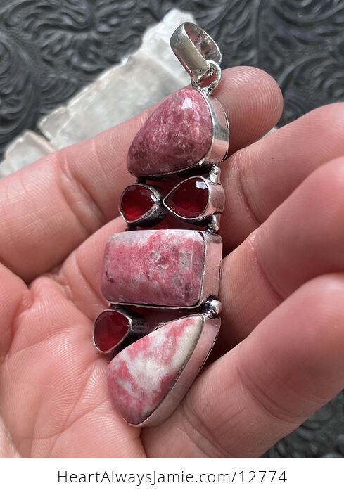 Thulite Rosaline and Garnet Crystal Stone Jewelry Pendant Discounted - #gbkeudEj0xc-3