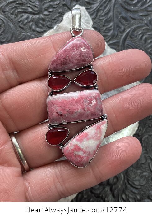 Thulite Rosaline and Garnet Crystal Stone Jewelry Pendant Discounted - #gbkeudEj0xc-1