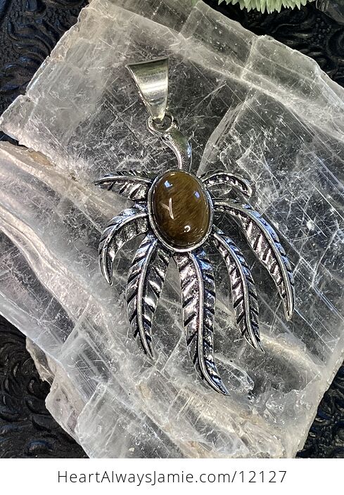 Tiger Eye Cannabis Leaf Stone Jewelry Crystal Pendant - #1Pghj5wfEsk-5