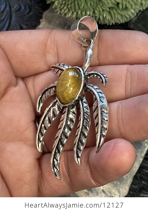 Tiger Eye Cannabis Leaf Stone Jewelry Crystal Pendant - #1Pghj5wfEsk-3